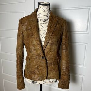 Zara Faux Suede Snake Print Brown Blazer